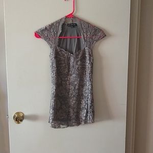 Ann Ferriday green olive lace top